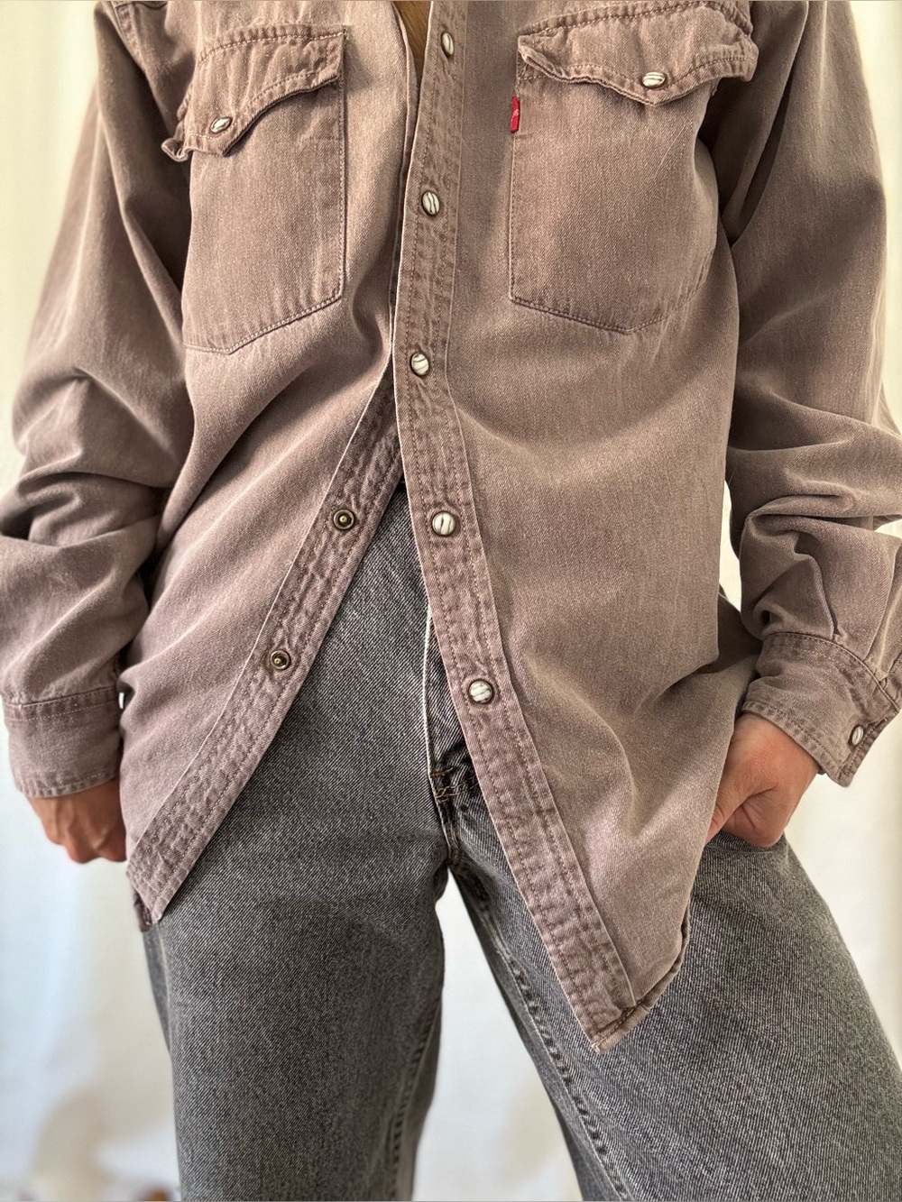 Vintage Levi’s Western snap shirt 90s workwear coloured denim